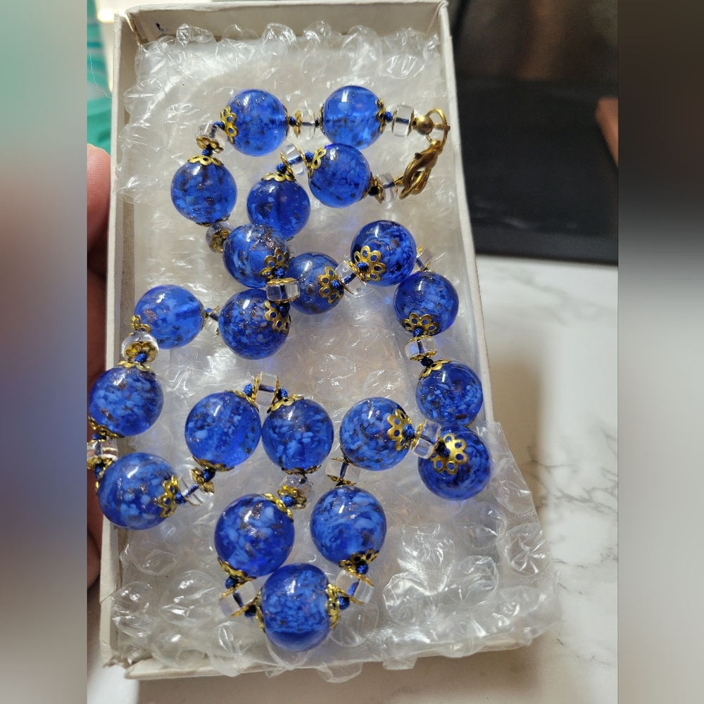 Murano Italy Handcrafted Glass Bead Necklace